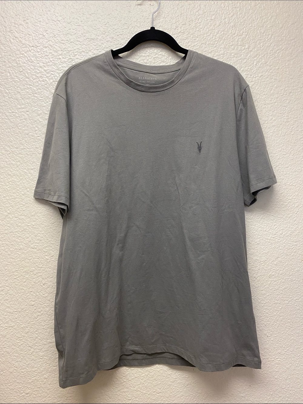 All Saints Men's Light Grey Crew Neck Tee